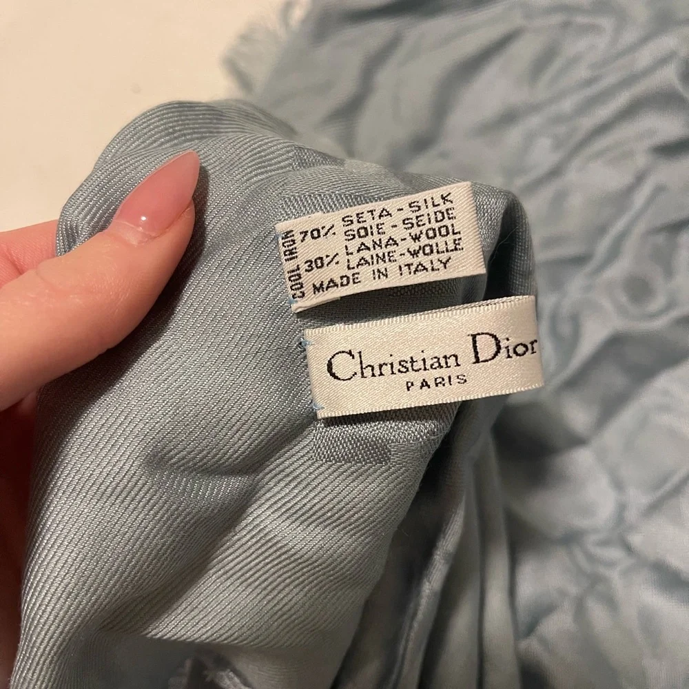 Christian Dior Light Blue Silk Shawl/Scarf